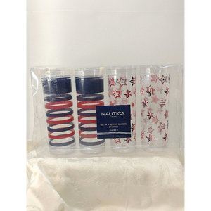Nautica Home Set 4 Acrylic Glasses  Patriotic BPA Free 18" New